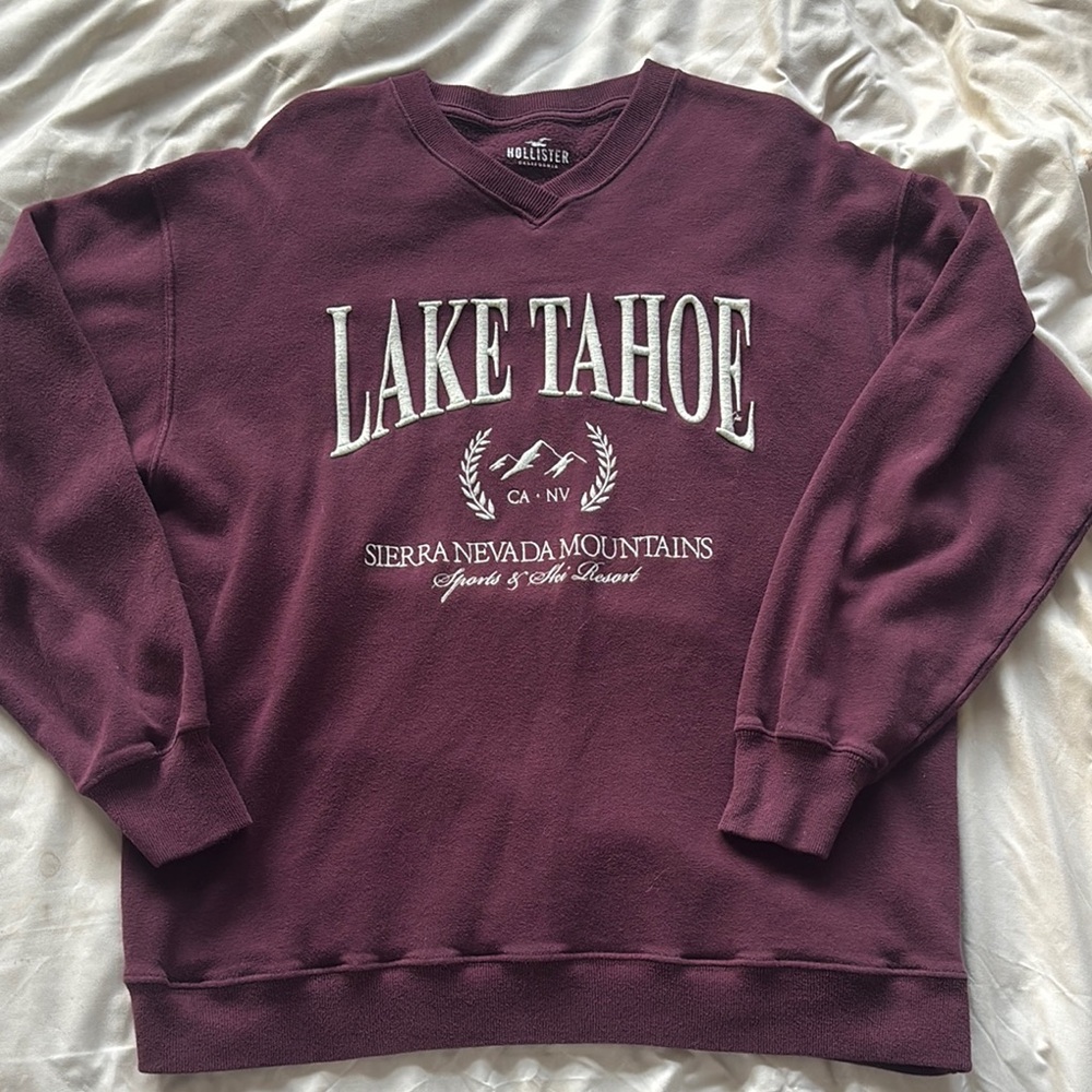 Hollister Burgundy Lake Tahoe Crewneck Sweater